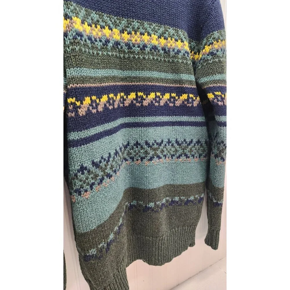 CHUP Vintage-Inspired Crewneck Knit Sweater With Multicolor Nordic Stripes & Pat - Picture 7 of 10